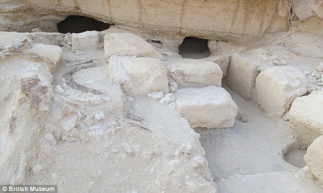 Part of the port at Wadi el-Jarf. Egyptian authorities said the archaeologists found a variety of docks, as well as a collection of carved stone anchors